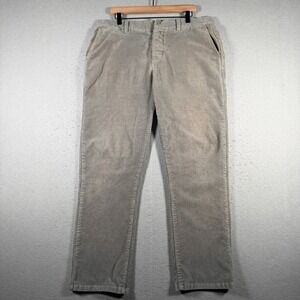 Katin Mens Corduroy Pants Gray Tan Straight Leg Stretch Surf Co Size 36 x 30.5